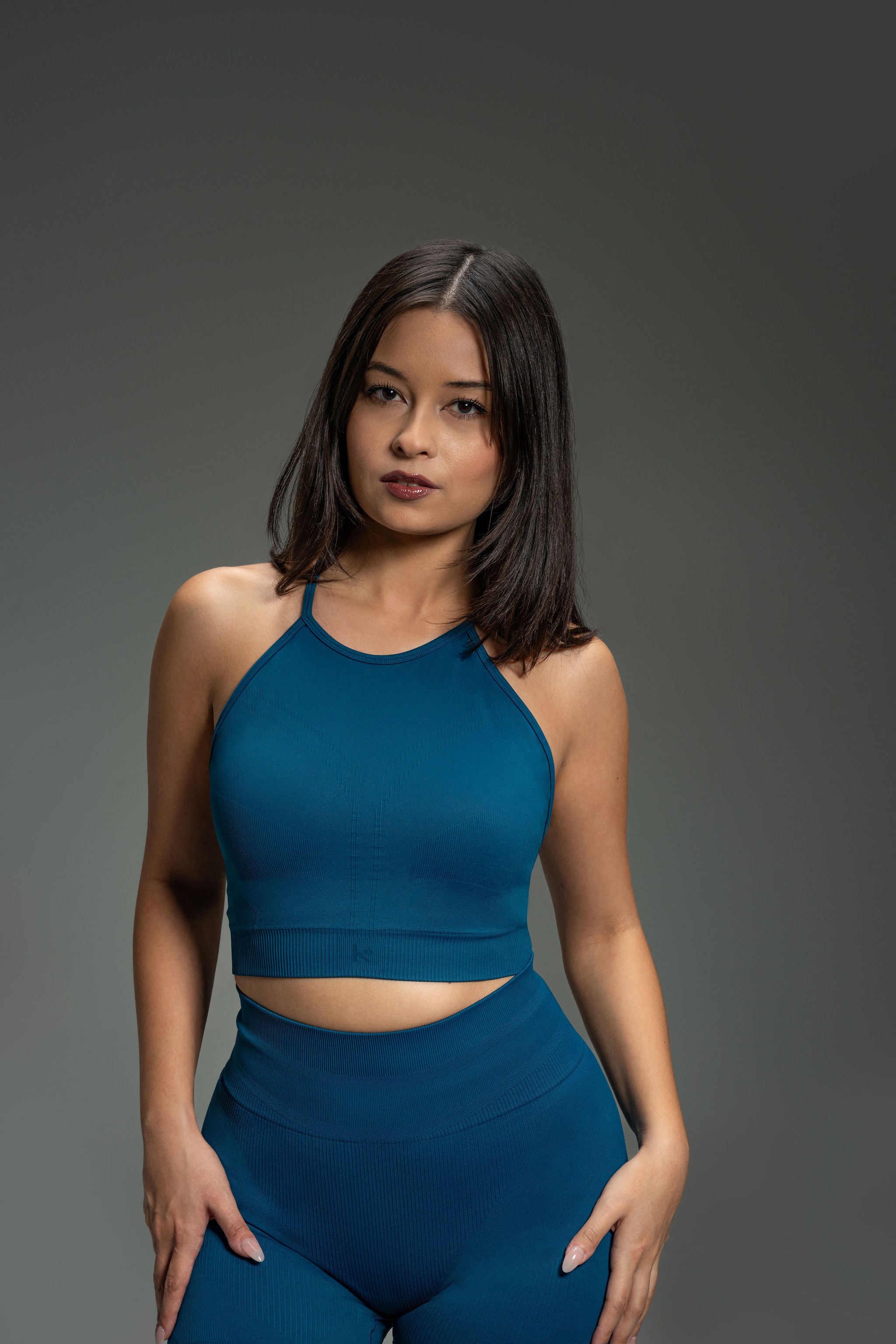Nova Seamless High Neck Bra - Moroccan Blue – Kamo Fitness