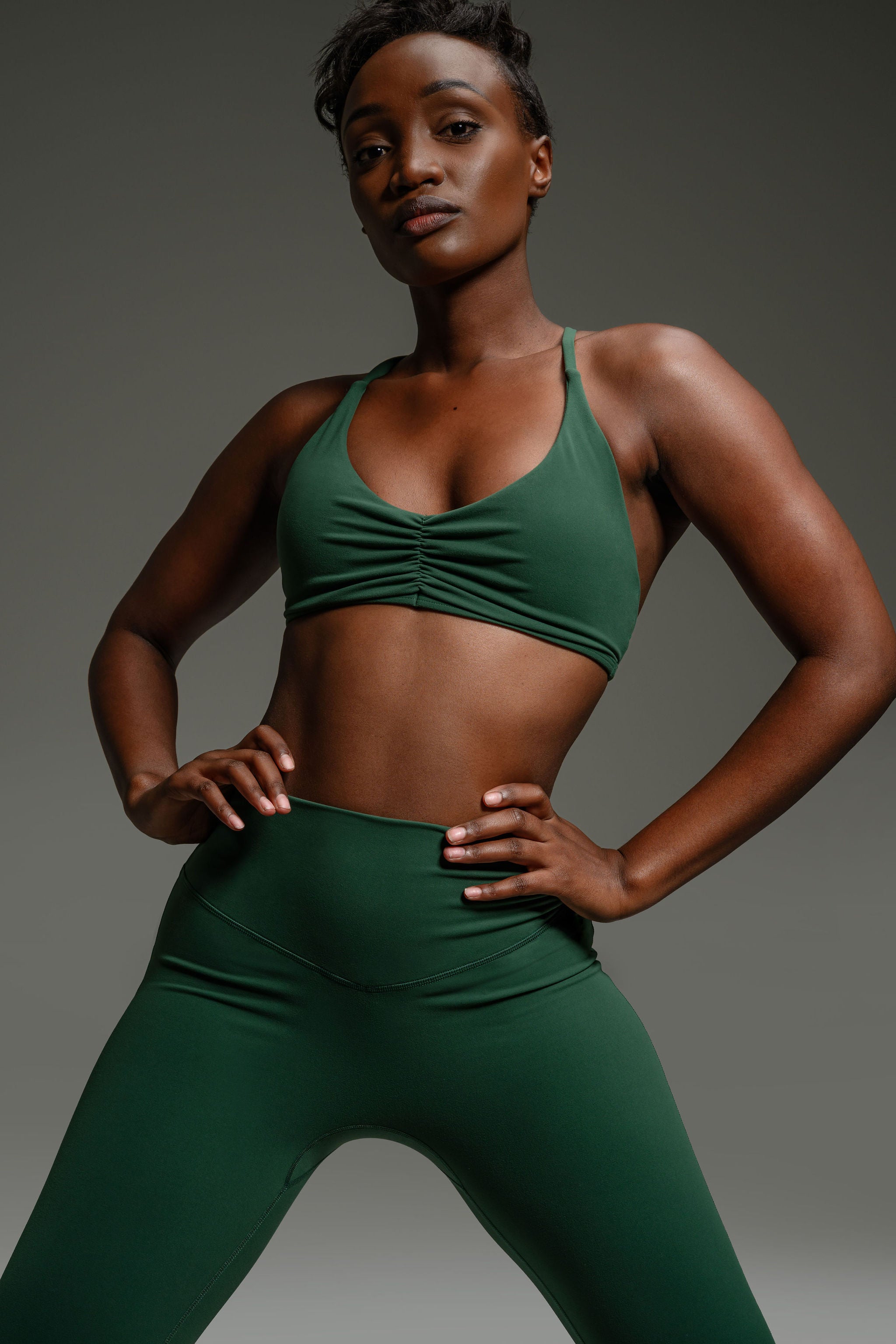 Alura V-Line Leggings - Dark Green