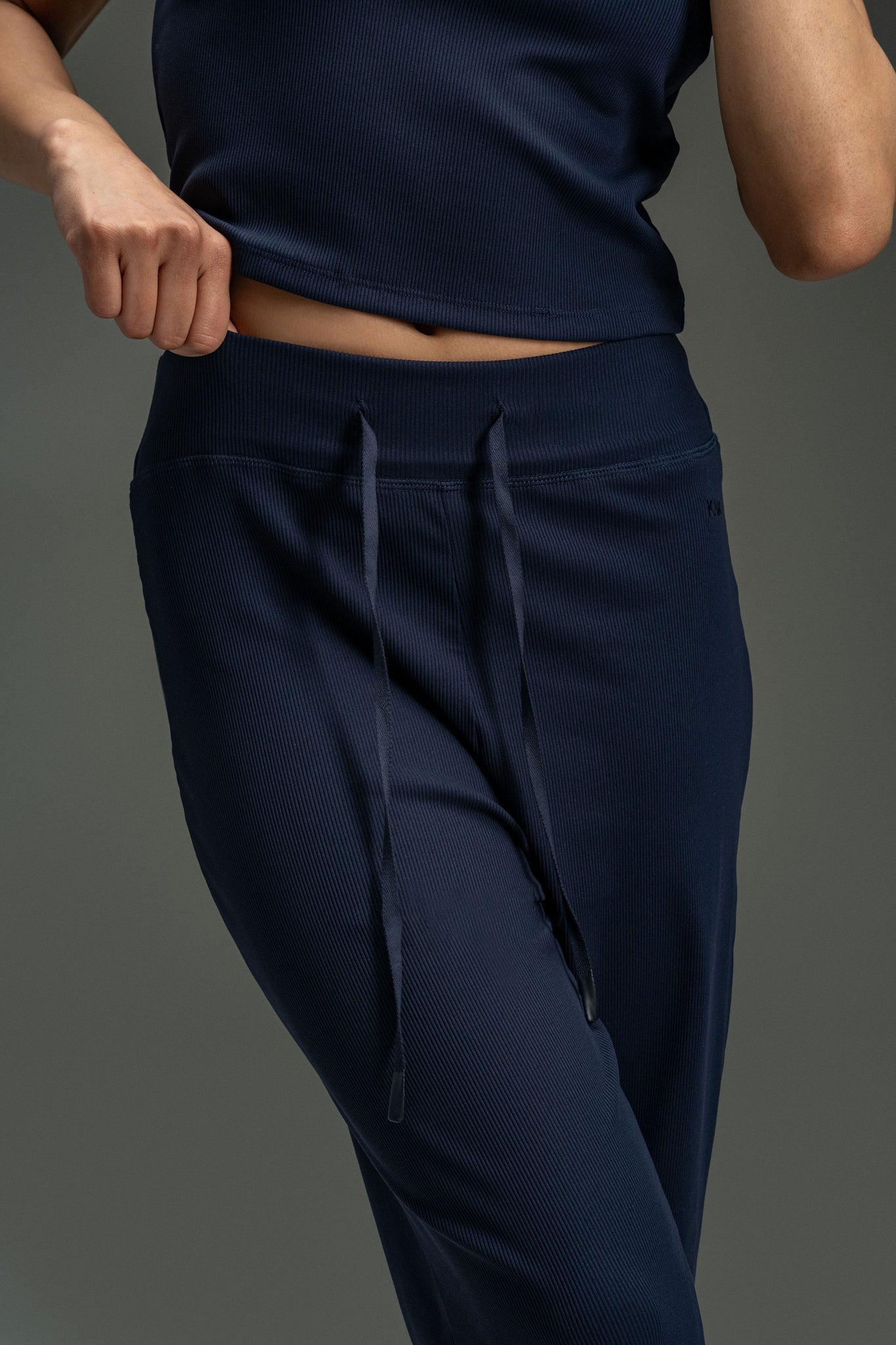 Rib Relaxed Pants 26"- Navy Blue