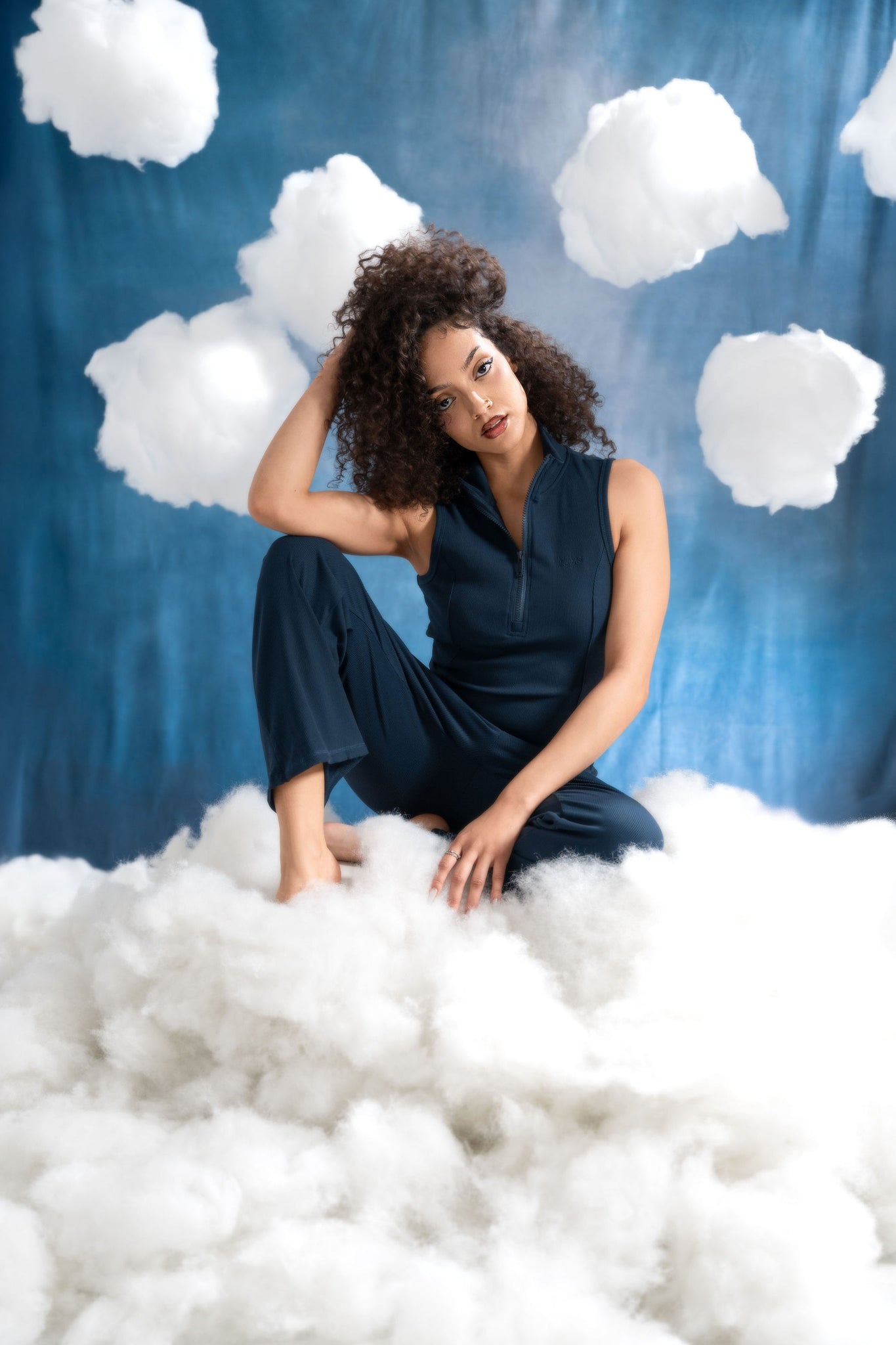 Essential Zipper Sleeveless Top - Navy Blue