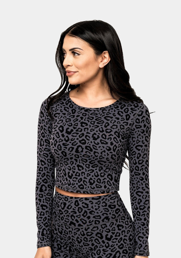 Serenity Long Sleeve Crop - Magnet Leopard