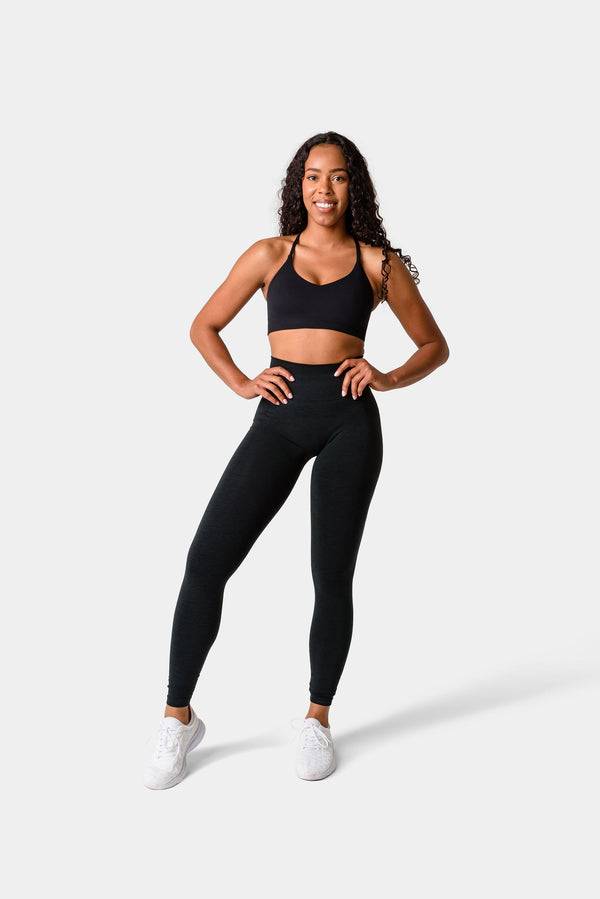 Iris Strappy Back Crop Sports Bra - Black